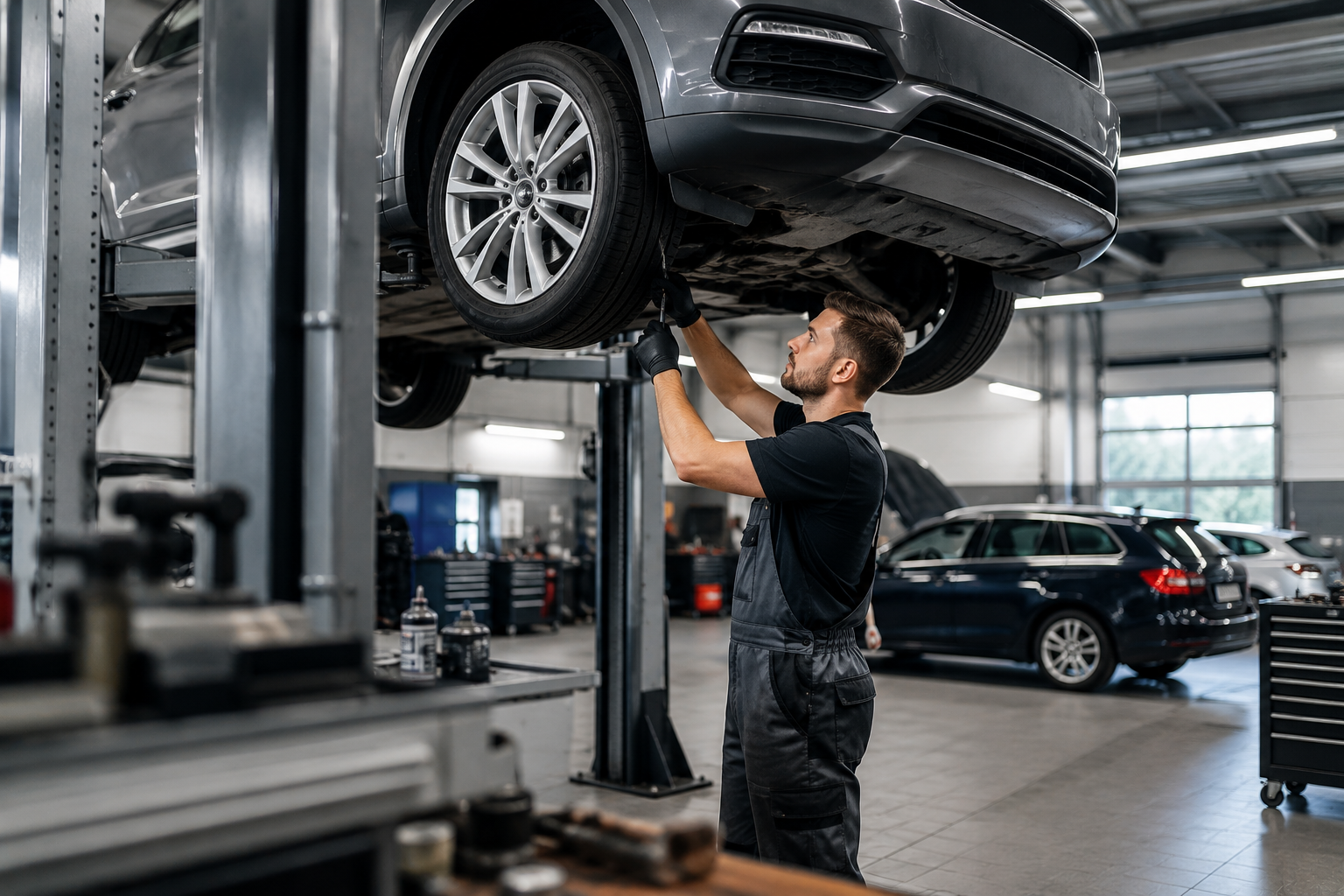 Fahrzeug in einer freien KFZ-Werkstatt