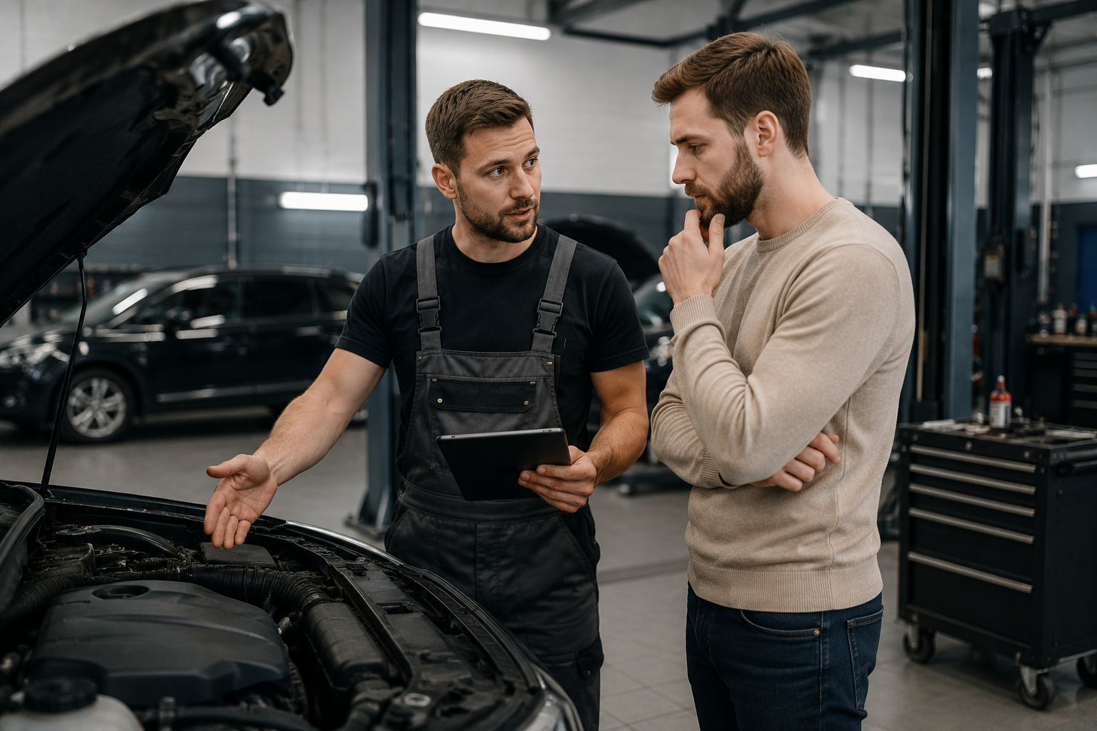 Fahrzeugannahme und Sichtprüfung am Auto