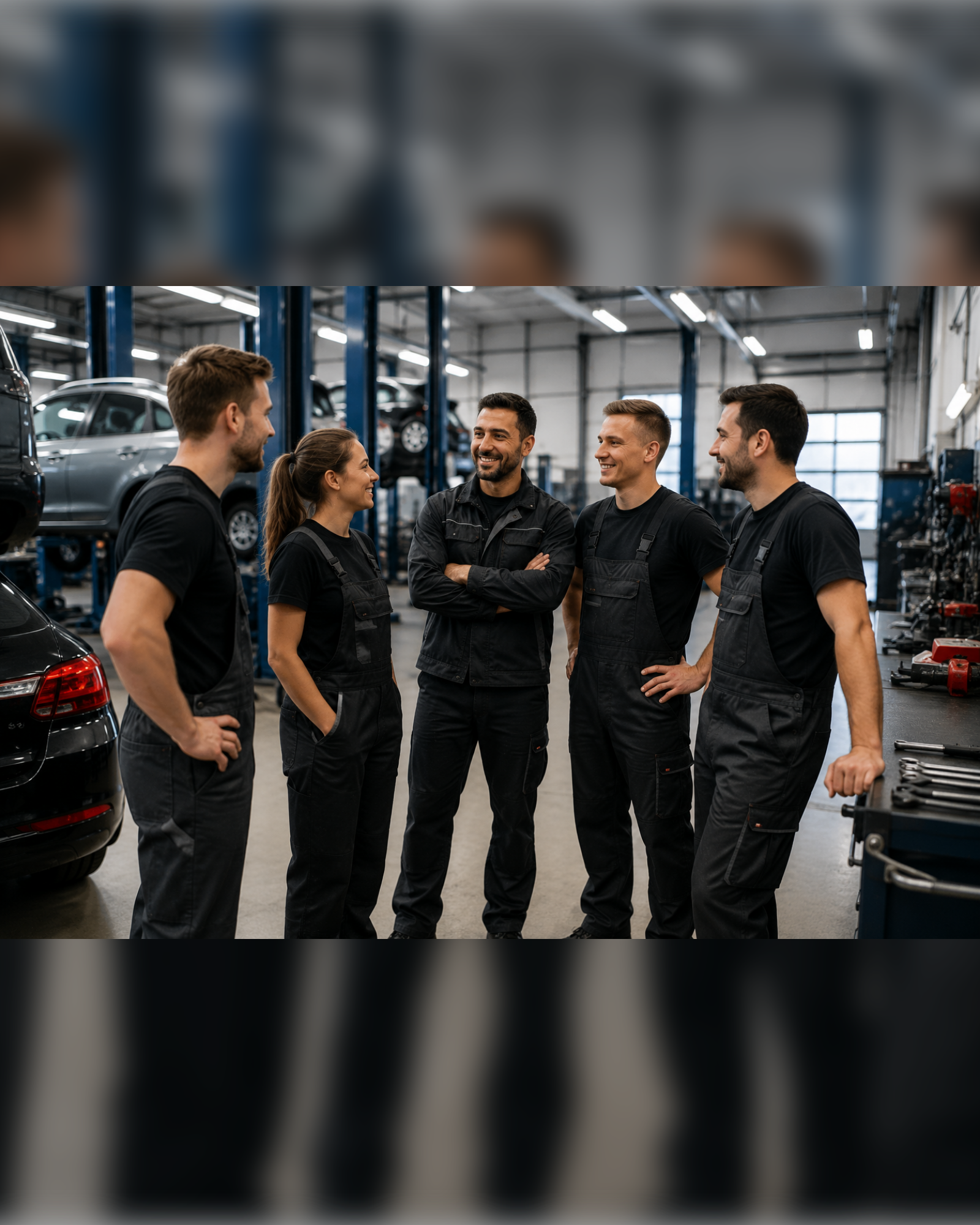 Werkstattteam und Servicebucht