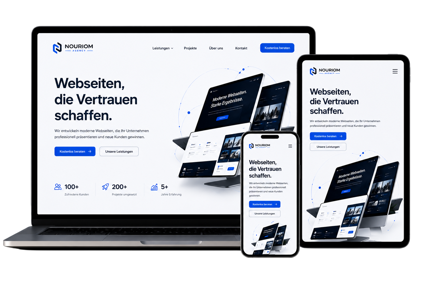 Webseiten-Konzept von Nouriom Agency auf modernen Geräten