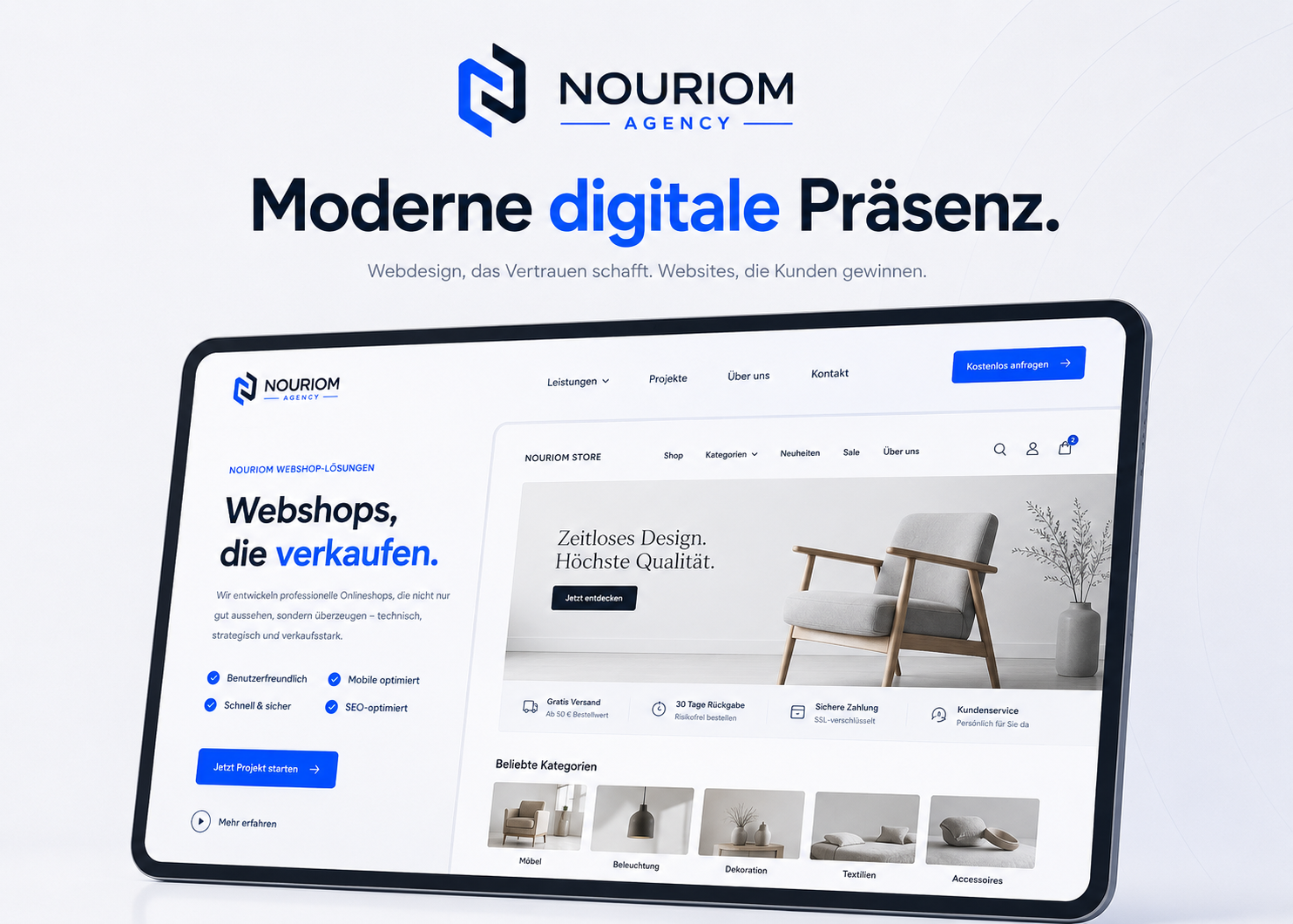 Angebots- oder Shopbereich einer modernen Webseite